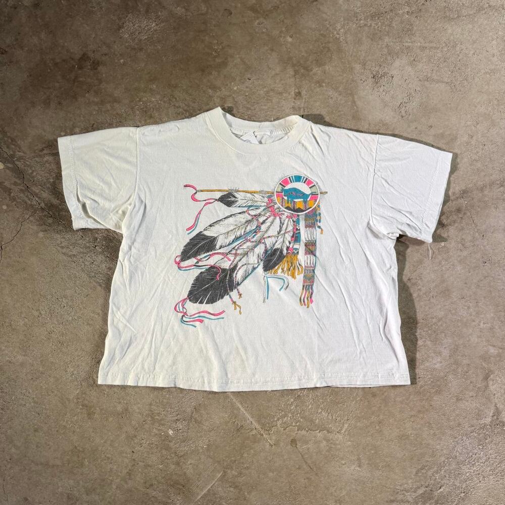 Vintage 90’s Native American Boxy Cropped Single Stitch T-Shirt